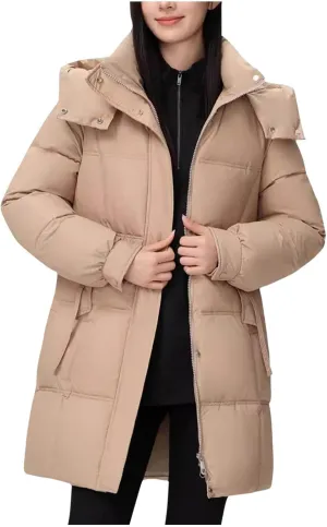 Winter Coats for Women 2024 Warm Long Puffer Coat Jackets Quilted Puffer Jacket Waterproof Thick Cotton Jackets Hooded