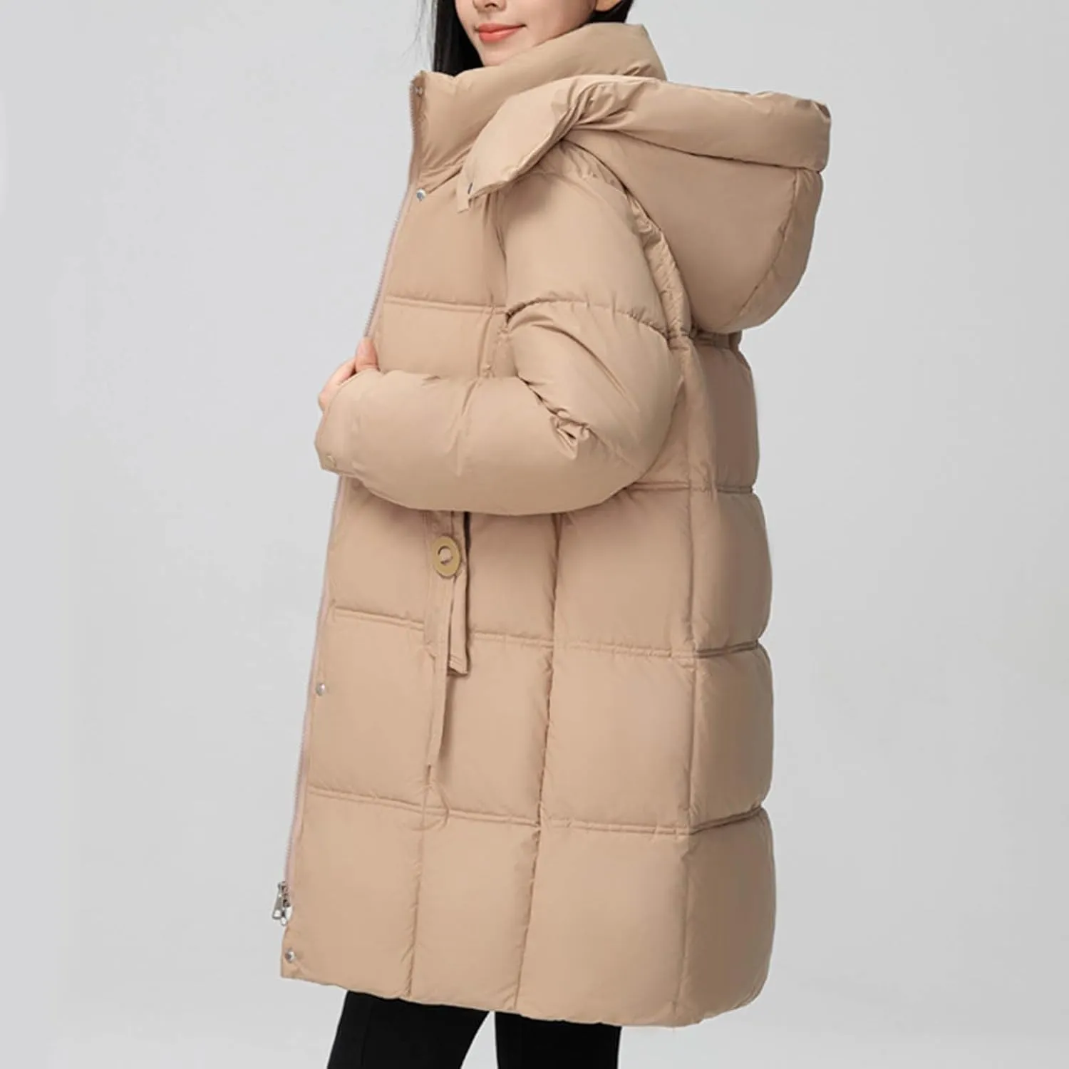 Winter Coats for Women 2024 Warm Long Puffer Coat Jackets Quilted Puffer Jacket Waterproof Thick Cotton Jackets Hooded