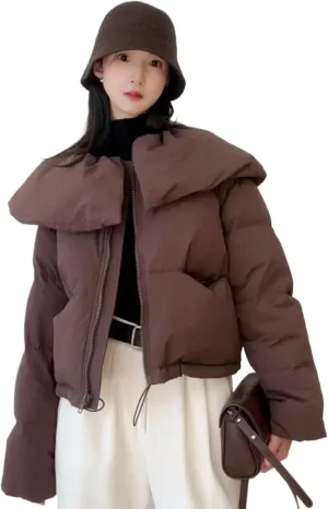 Winter Down Jacket Female Short Warm Casual Long Sleeve Loose Women Coat Cotton Padded Jacket