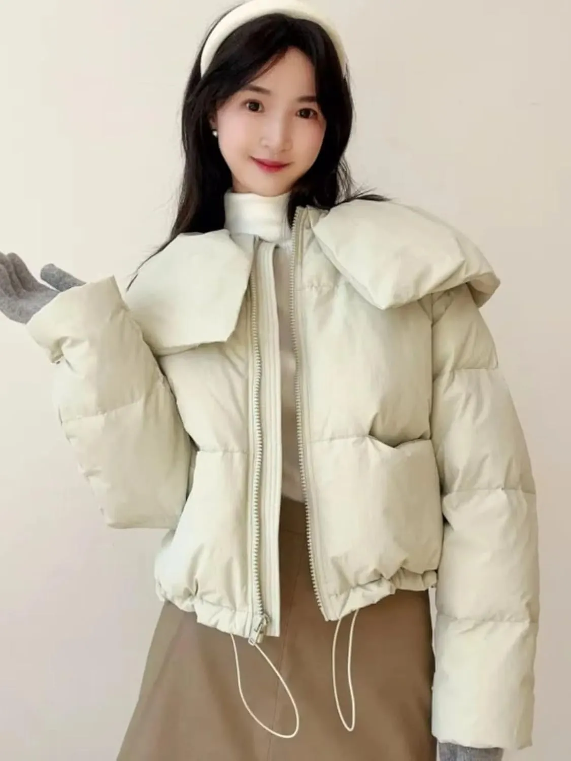 Winter Down Jacket Female Short Warm Casual Long Sleeve Loose Women Coat Cotton Padded Jacket