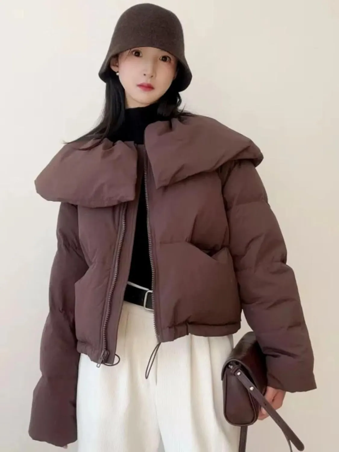 Winter Down Jacket Female Short Warm Casual Long Sleeve Loose Women Coat Cotton Padded Jacket