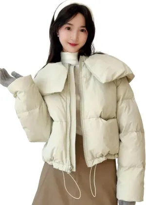 Winter Down Jacket Female Short Warm Casual Long Sleeve Loose Women Coat Cotton Padded Jacket