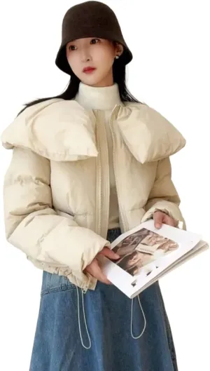 Winter Down Jacket Female Short Warm Casual Long Sleeve Loose Women Coat Cotton Padded Jacket