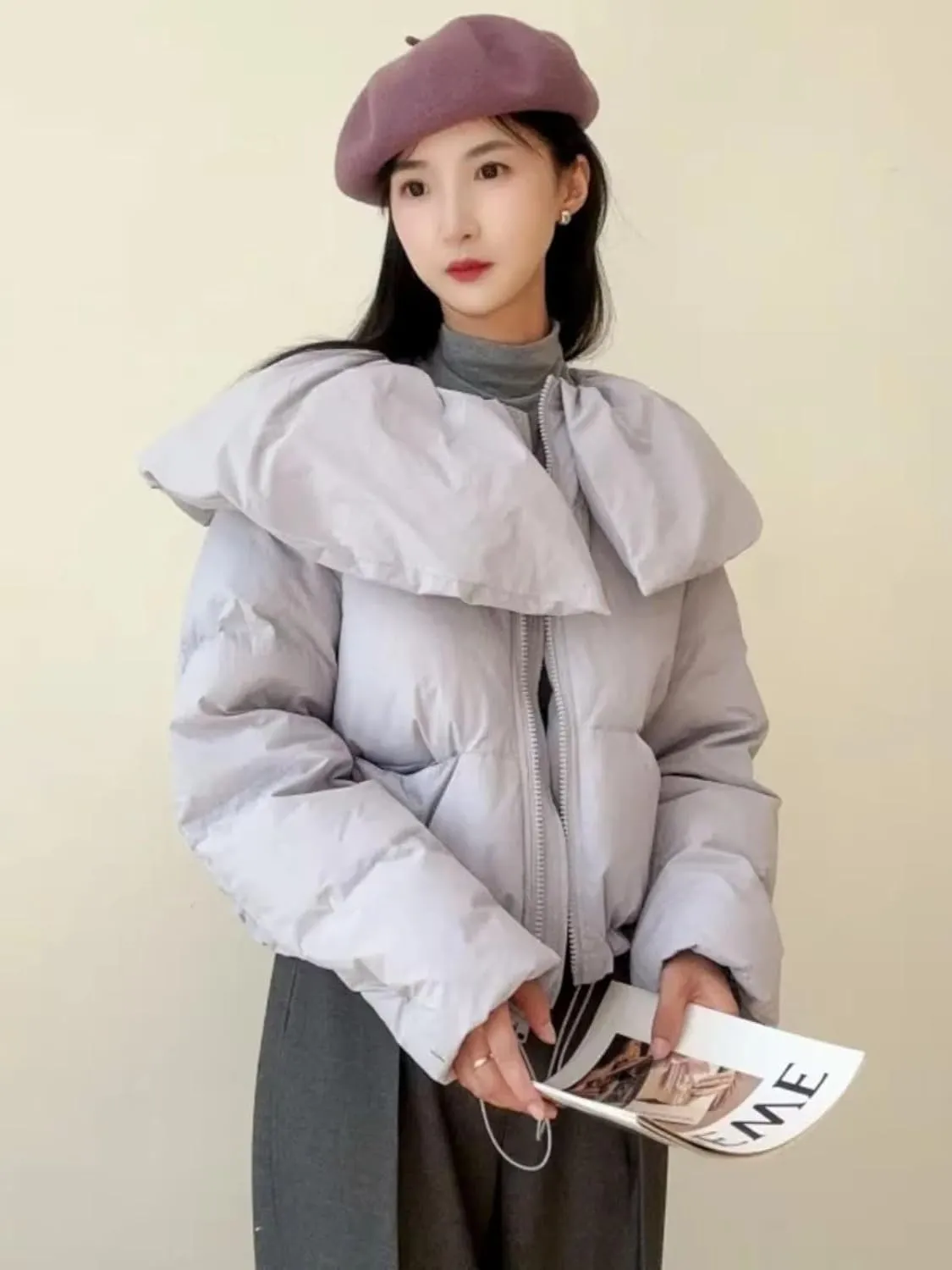 Winter Down Jacket Female Short Warm Casual Long Sleeve Loose Women Coat Cotton Padded Jacket
