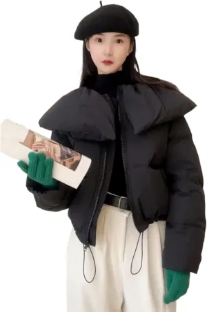 Winter Down Jacket Female Short Warm Casual Long Sleeve Loose Women Coat Cotton Padded Jacket