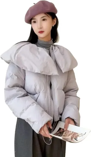 Winter Down Jacket Female Short Warm Casual Long Sleeve Loose Women Coat Cotton Padded Jacket
