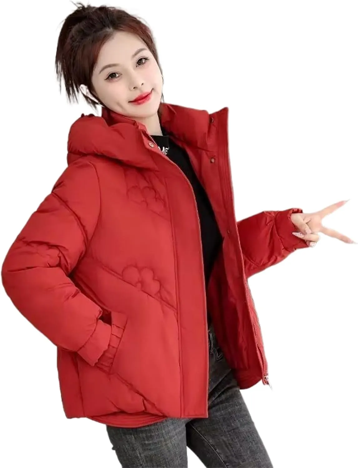 Winter Short Hooded Parkas Women Loose Zipper Coats Women Down Cotton Padded Jackets
