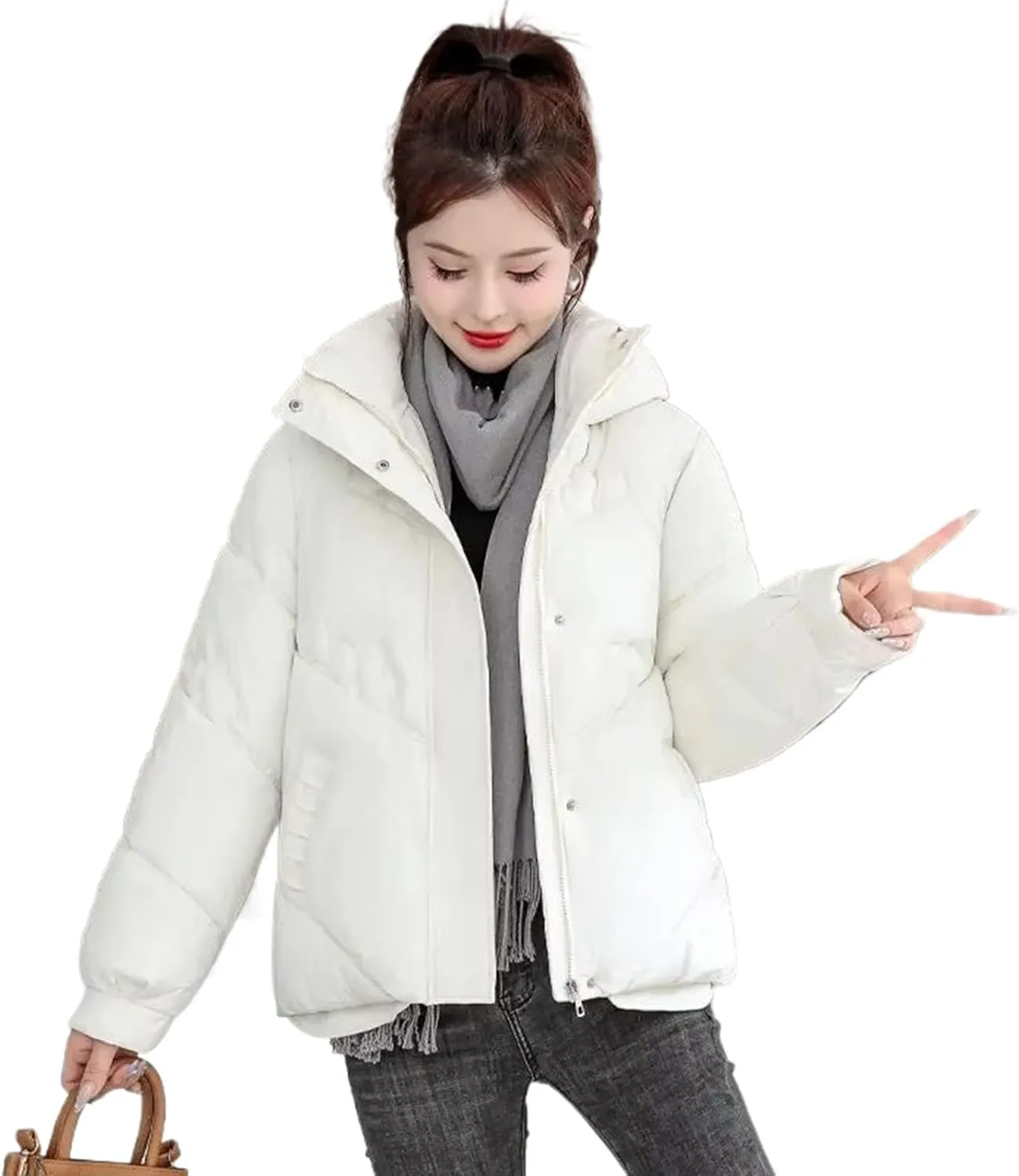 Winter Short Hooded Parkas Women Loose Zipper Coats Women Down Cotton Padded Jackets
