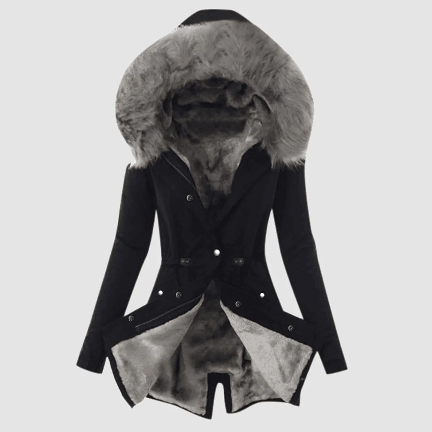 Winter Warm Parka Jacket Lapel Collar Long Sleeve Jacket Vintage Thicken Coat Jacket Warm Hooded Thick Padded