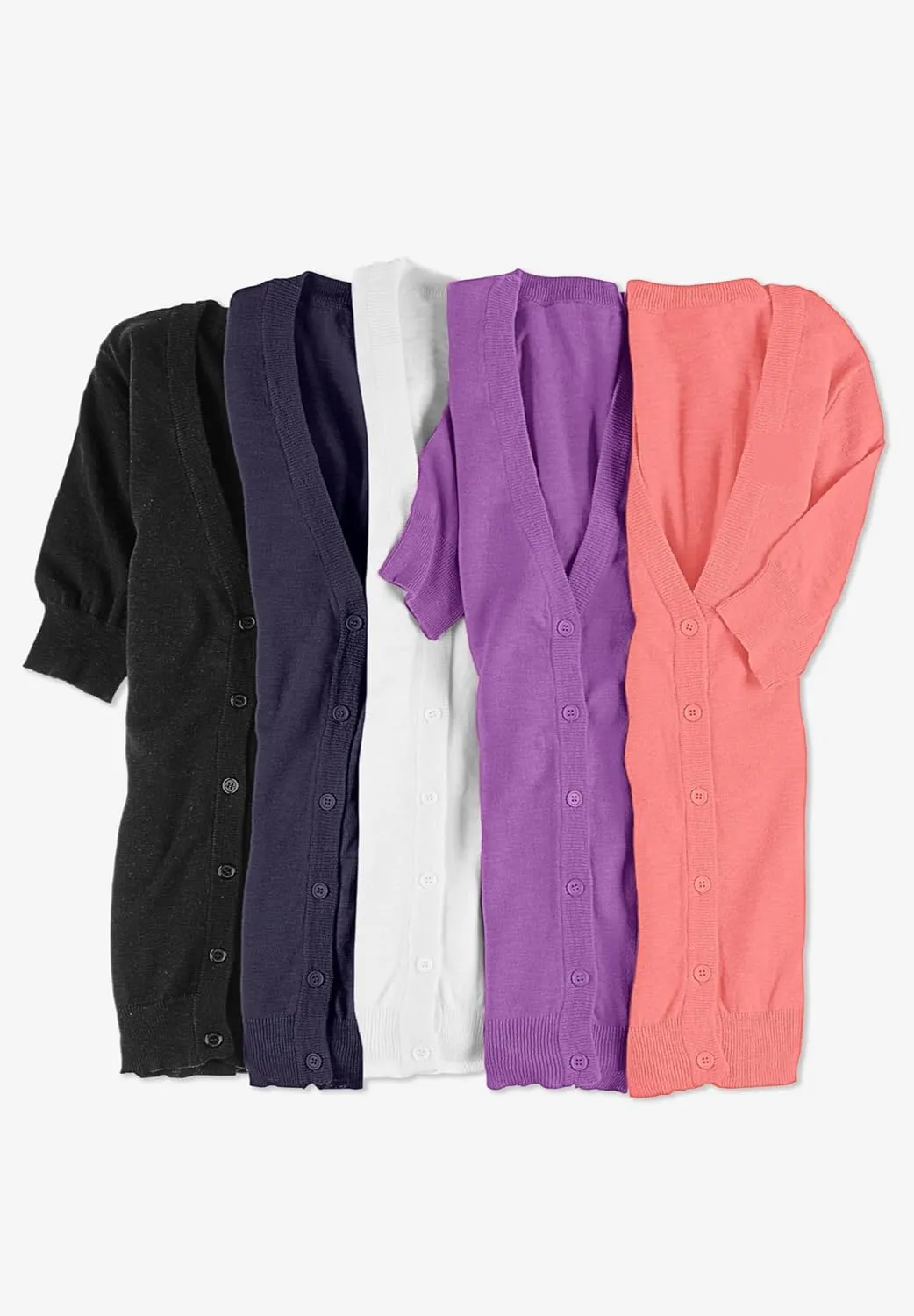 Woman Within Plus Size Lightweight Short Sleeve V-Neck Cardigan