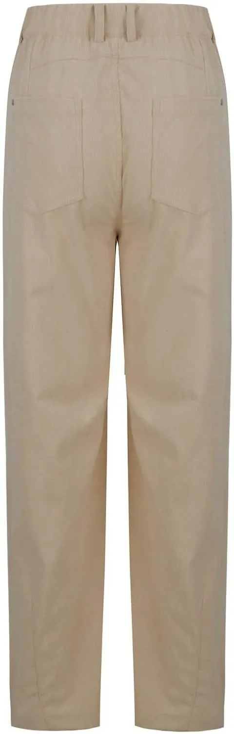 Women Corduroy Pants Barrel Mid-Rise Elastic Waist Slack Trousers Casual Wide Leg Palazzo Pant with Pockets