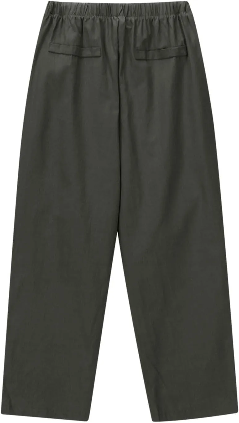 Women Cotton Linen Pants Casual Loose Wide Leg Trousers Summer Drawstring High Waist Pants with Pocket