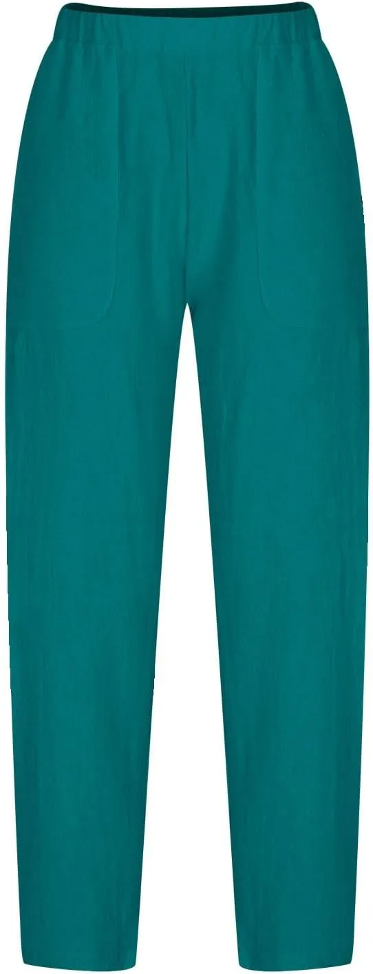 Women Cotton Linen Pants Summer 2024 Fashion Casual Loose Jogger Pants with Elastic Waist Pockets Business Trousers