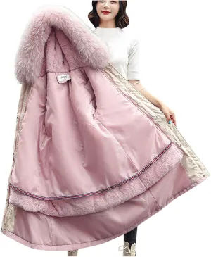Women Cotton-padded Outerwear Long Jackets Fashion Coats Removable Liner Pocket Hooded Tail Coats Women
