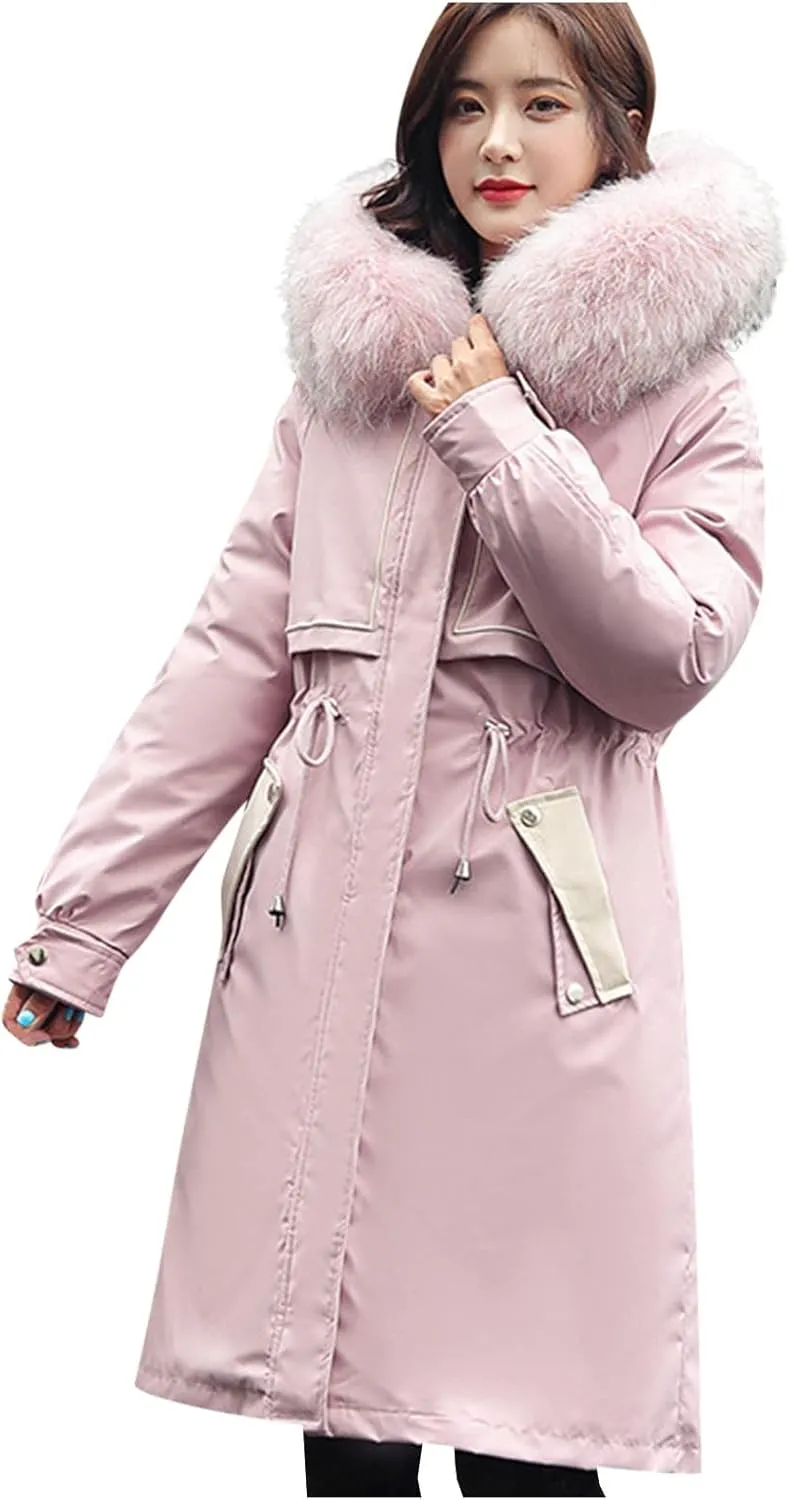 Women Cotton-padded Outerwear Long Jackets Fashion Coats Removable Liner Pocket Hooded Tail Coats Women