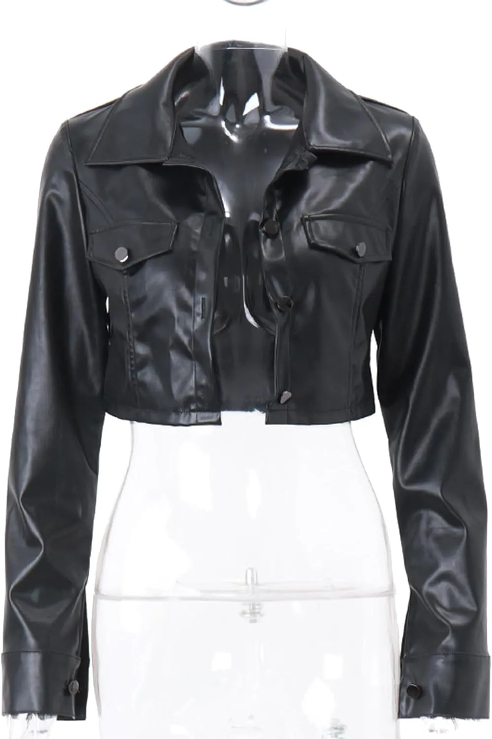 Women Cropped Leather Jackets, Faux Leather Motorcycle Jacket Moto Biker Coat Y2k Short Lightweight Bomber Coats