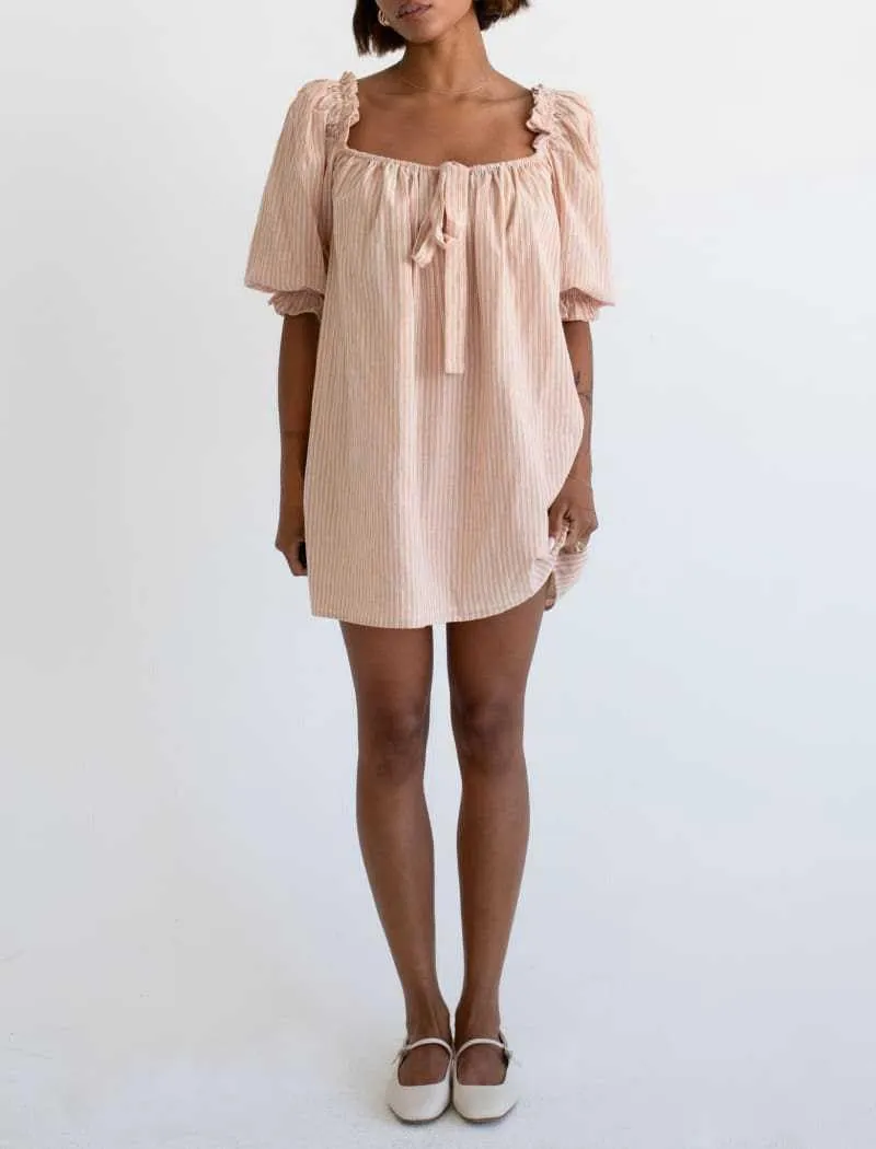 Women Cute Babydoll Dress Short Puff Sleeve Bow Tie Fairy Mini Dress Ruffle Boho Floral Short Slip Sundress