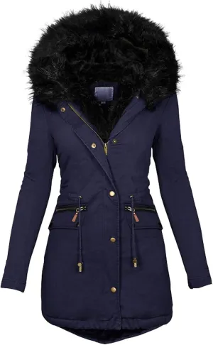 Women Down Puffer Jacket with Hood Trendy Winter Fashion Lined Hooded Snow Coat Jacket Outwear Long Jackets for