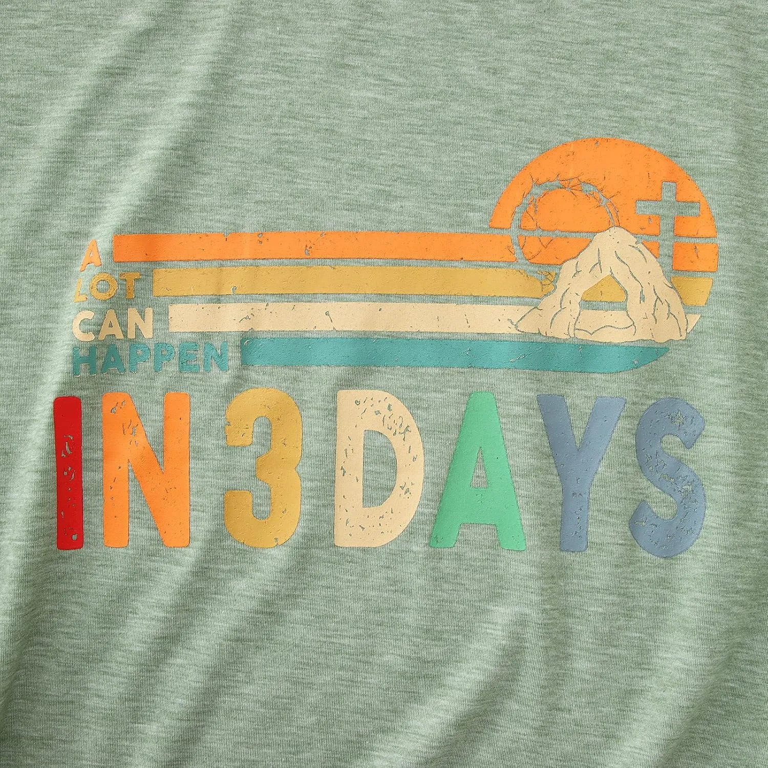 Women Easter Tshirt A Lot Can Happen in 3 Days Graphic Tee Vintage Cross Jesus Christian Religious Faith Shirt Tops