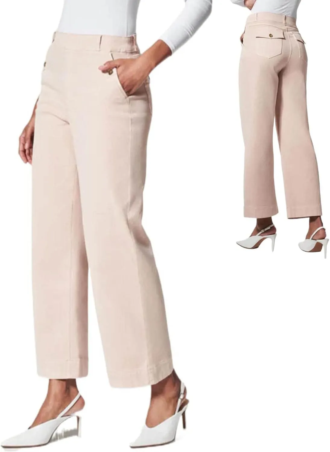 Women High Waist Casual Wide Leg Long Palazzo Pants Trousers Comfy Work Dress Pants Lounge Yoga Capris Pants