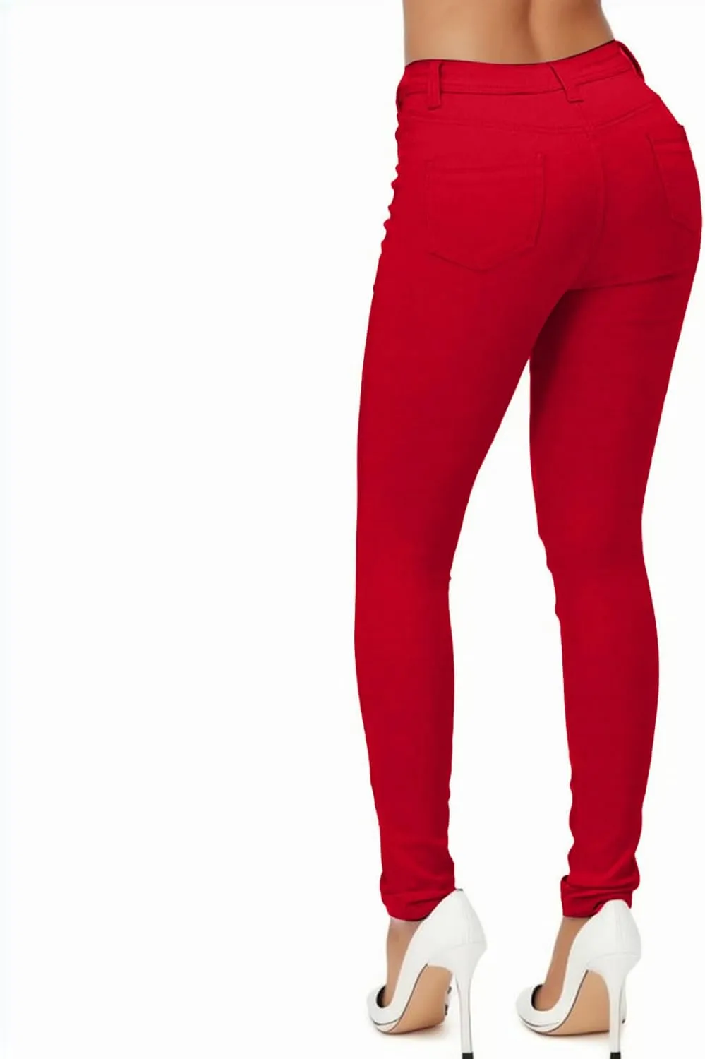 Women High Waisted Solid Color Pants Skinny Ripped Distressed Jeans Long Stretch Grocery Running Pants