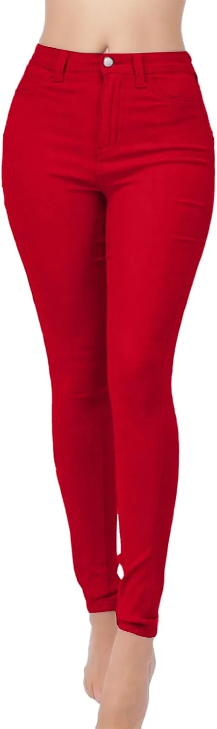 Women High Waisted Solid Color Pants Skinny Ripped Distressed Jeans Long Stretch Grocery Running Pants