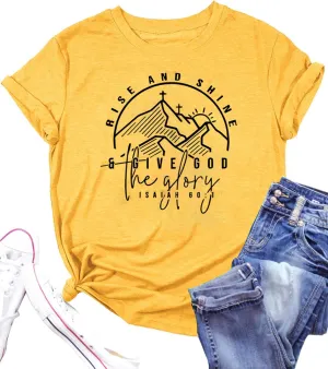 Women Hiking Mountain Shirt Nature Sunrise Graphic Printed Hiking T Shirt Summer Short Sleeve Workout Tee top