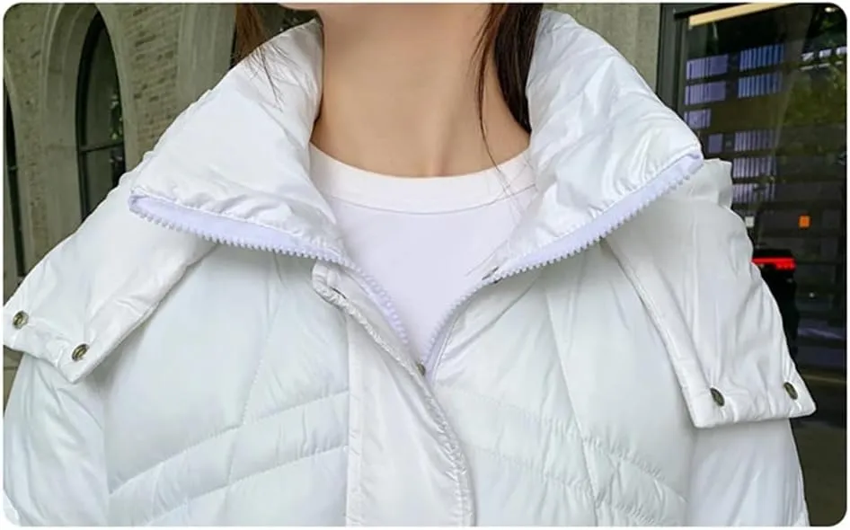 Women Hooded Thick Warm Jacket Parka Winter Loose Cotton Padded Long Sleeve Zipper Snow Coat
