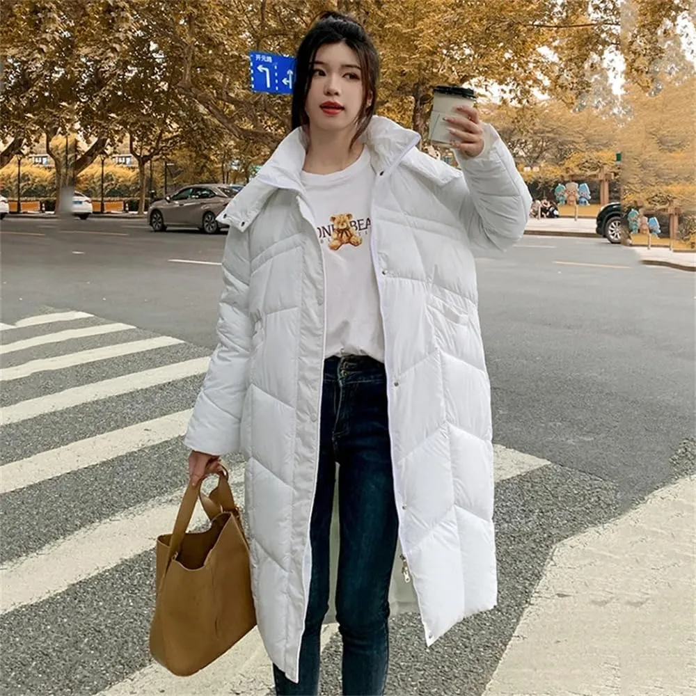 Women Hooded Thick Warm Jacket Parka Winter Loose Cotton Padded Long Sleeve Zipper Snow Coat