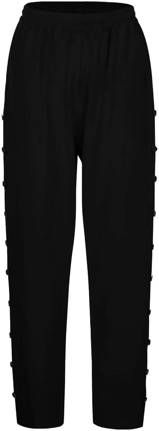 Women Linen Palazzo Pants Linen High Elastic Waist Drawstring Ankle Pants Business Casual Pull On with Pockets
