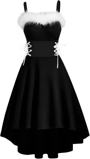 Women Off Shoulder Dress Christmas Solid Color Plush Collar High Waisted Vintage Dressy Asymmetrical Tunic Dress