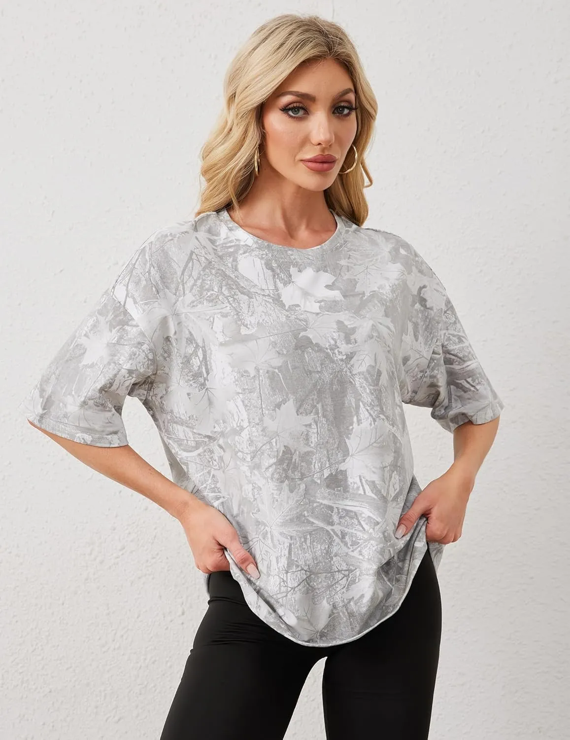 Women Oversized Striped Short Sleeve T-Shirts Color Block Crew Neck Basic Shirt Casual Loose Tops Summer Tee Shirt