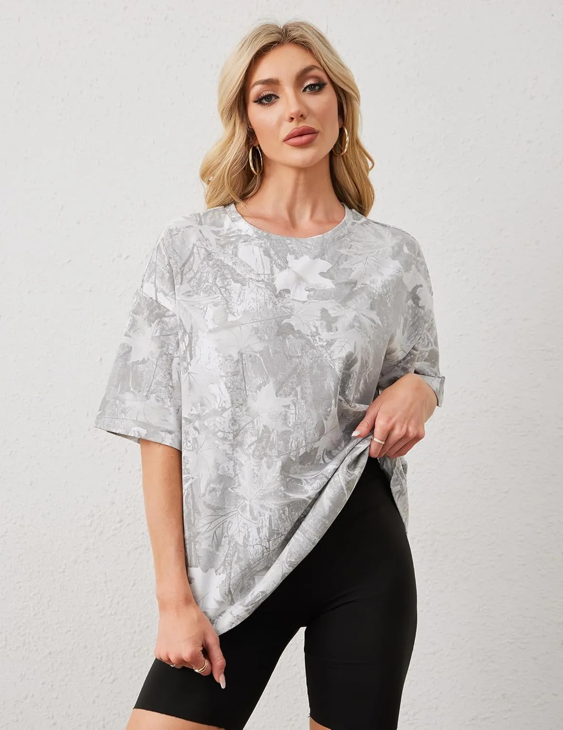 Women Oversized Striped Short Sleeve T-Shirts Color Block Crew Neck Basic Shirt Casual Loose Tops Summer Tee Shirt