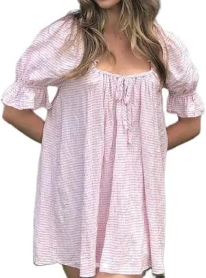Women Puff Sleeve Babydoll Dress Bow Tie Front A Line Short Dress Boho Floral Ruffle Flowy Beach Sundress