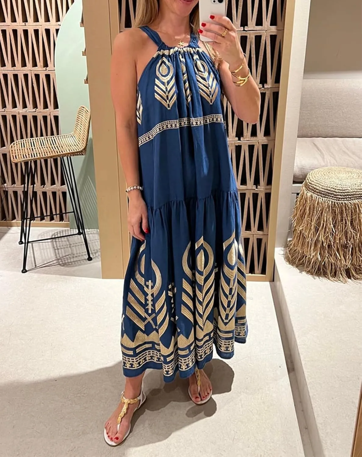 Women Vacation Dress Y2k Halter Boho Dresses Hawaiian Summer Maxi Dresses 2025 Vintage Floral Sundresses