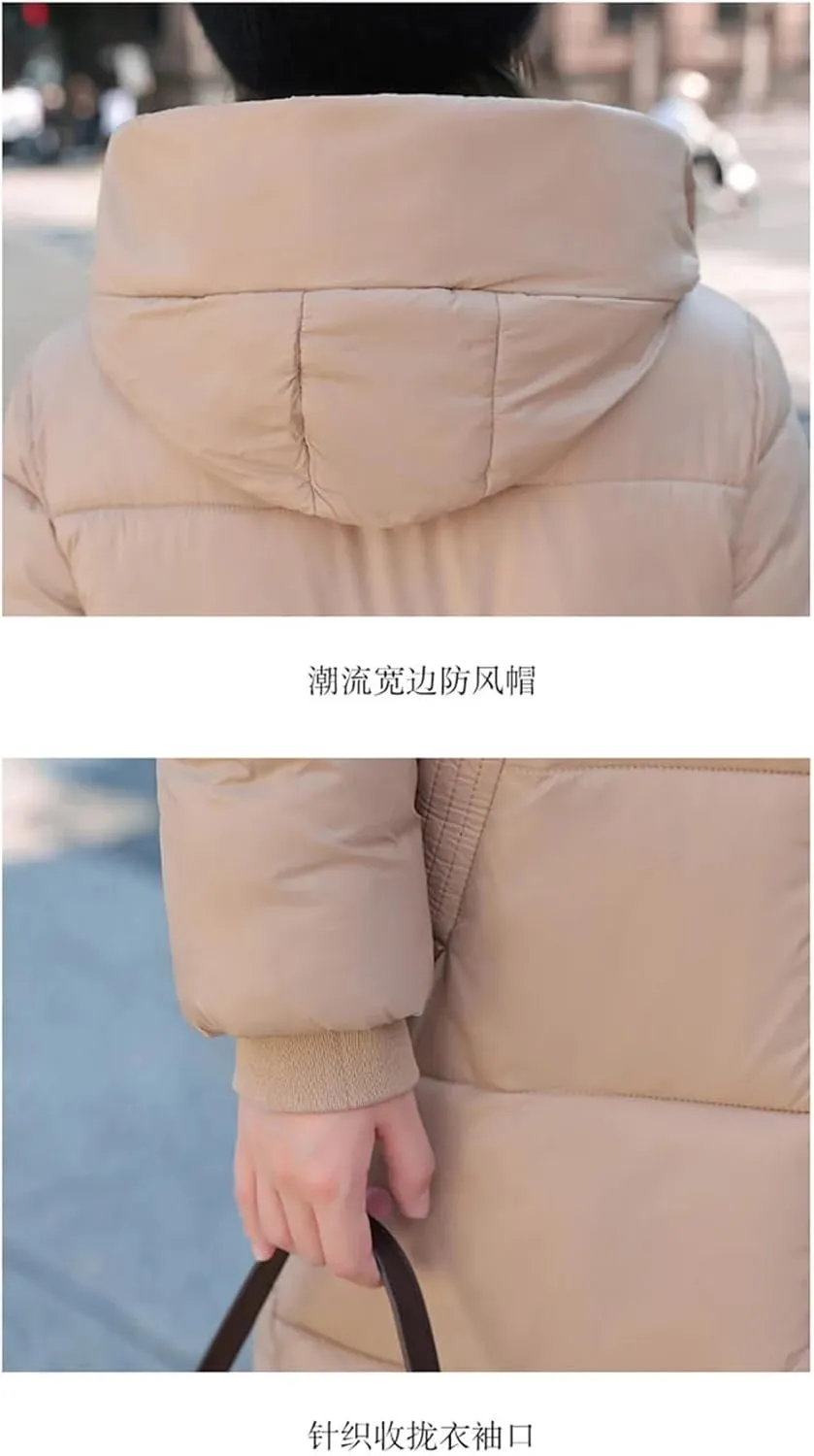 Women Warm Thicken Long Parka Jacket Winter Hooded Puffer Cotton Padded Coat With Pockets