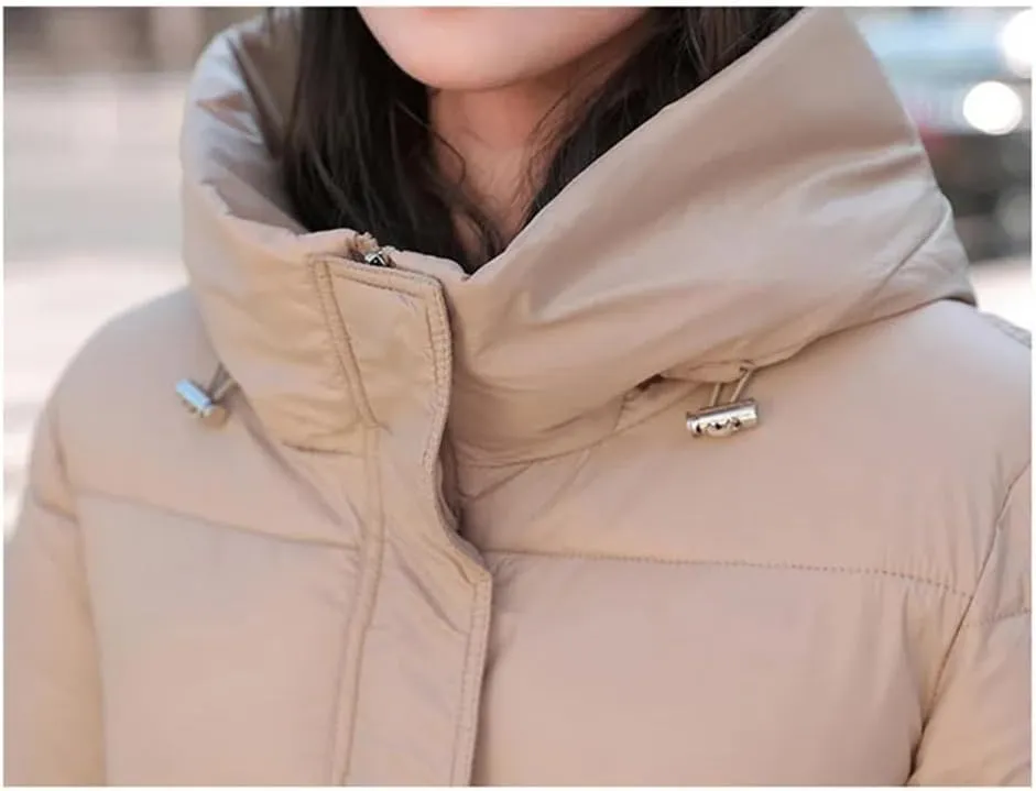 Women Warm Thicken Long Parka Jacket Winter Hooded Puffer Cotton Padded Coat With Pockets