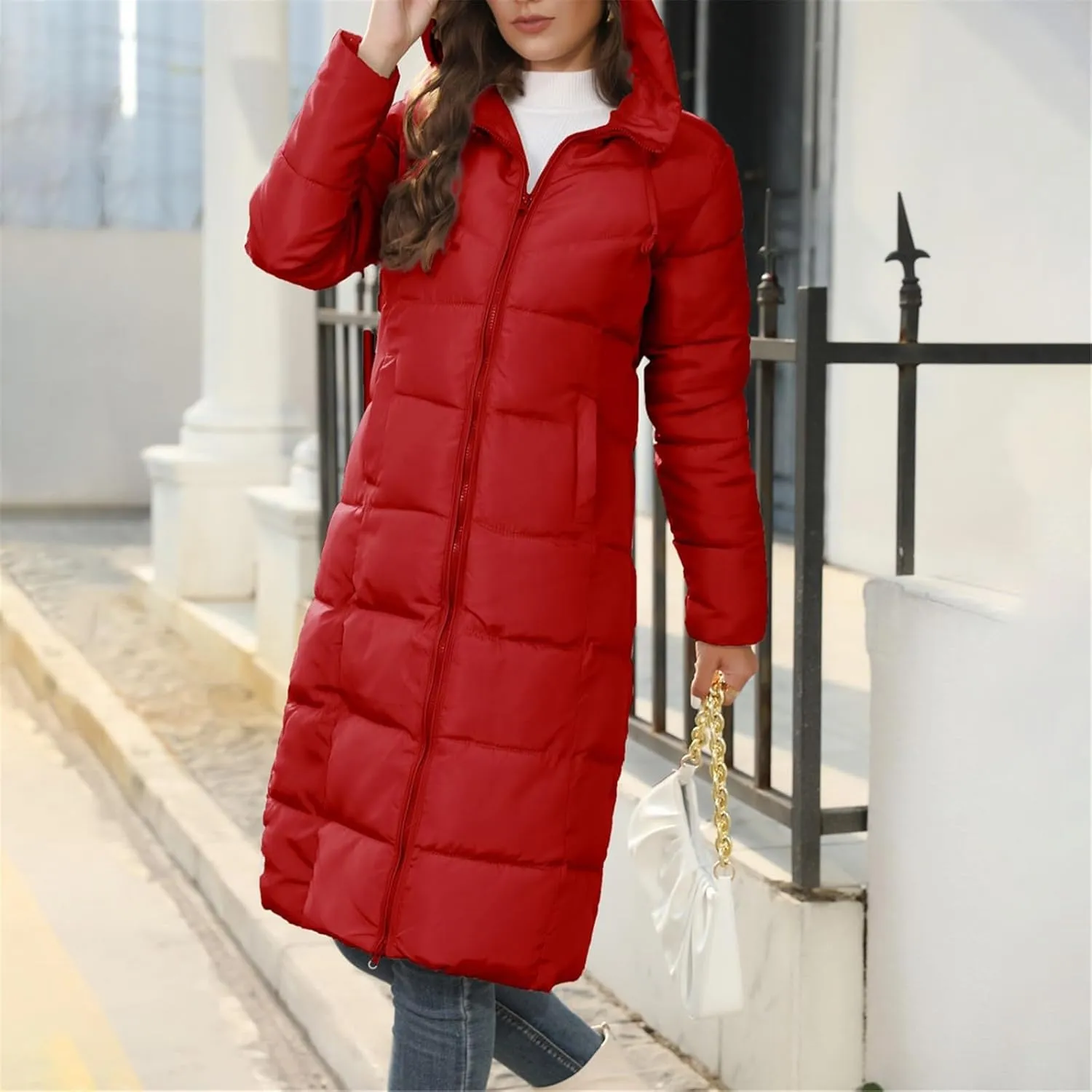 Womens 2024 Winter Fashion Clothes Puffer Jacket Lightweight Winter Coat Quilted Puffer Parka Coat Womens Winter