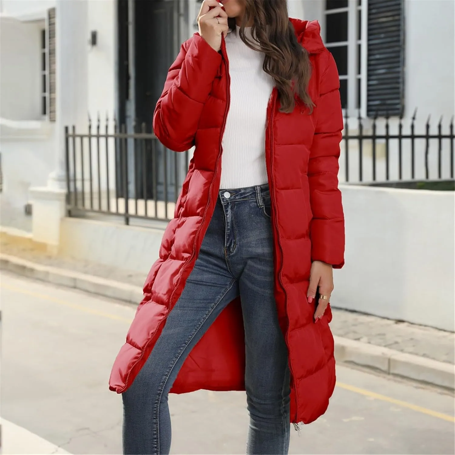 Womens 2024 Winter Fashion Clothes Puffer Jacket Lightweight Winter Coat Quilted Puffer Parka Coat Womens Winter