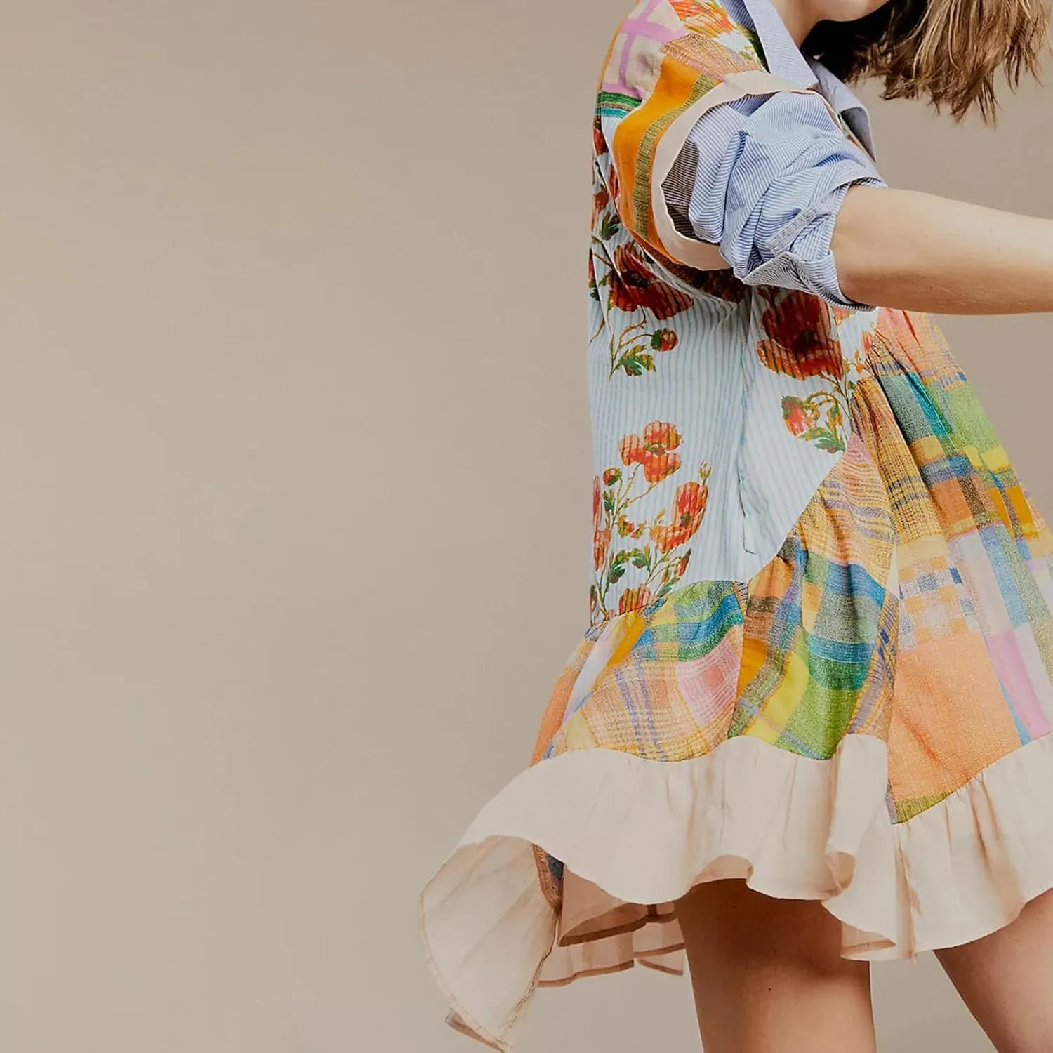 Womens Boho Mini Dress Y2k Floral Puff Sleeve Babydoll Dress 2024 Summer Causal Ruffle Flowy Beach Sundress