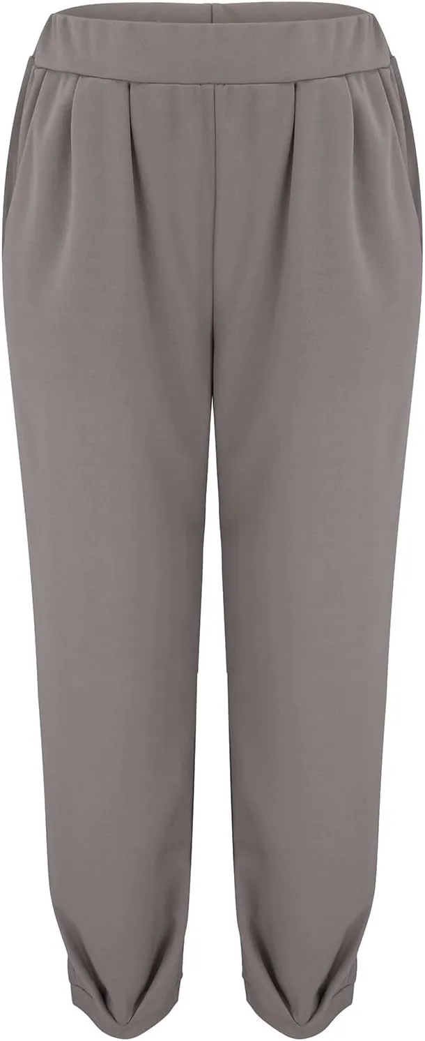 Women's Casual Lantern Tapered Harem Pants Summer Baggy High Elastic Waisted Loose Fit Pleated Trousers with Pockets