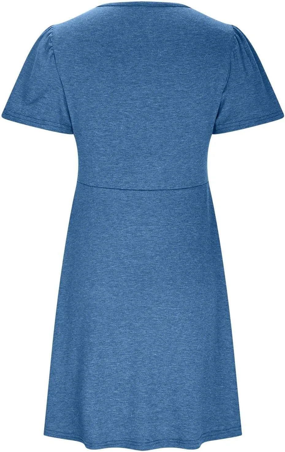 Womens Casual Summer Twist Front V Neck Short Sleeve Mini Dress, Elegant Short Sleeve Swing Sundress Beach Outfits
