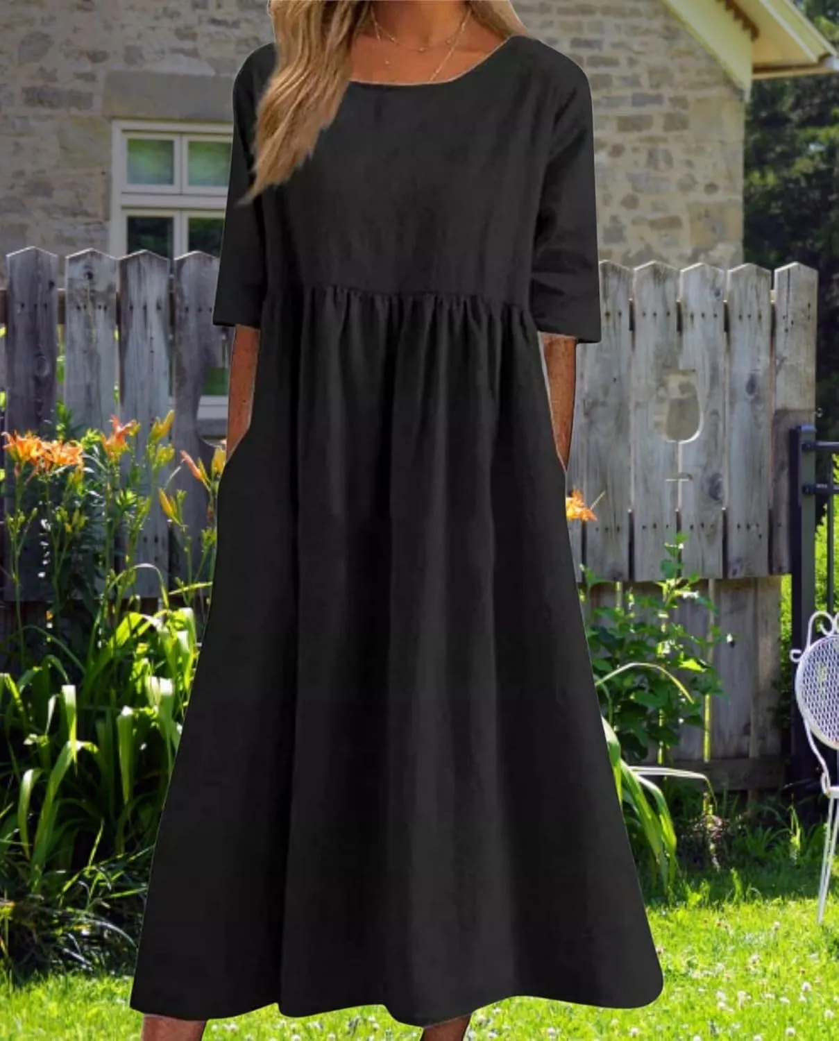Womens Eyelet Dress Pastel Dress for Women Short Sleeve V Neck Beach Dresses with Pockets