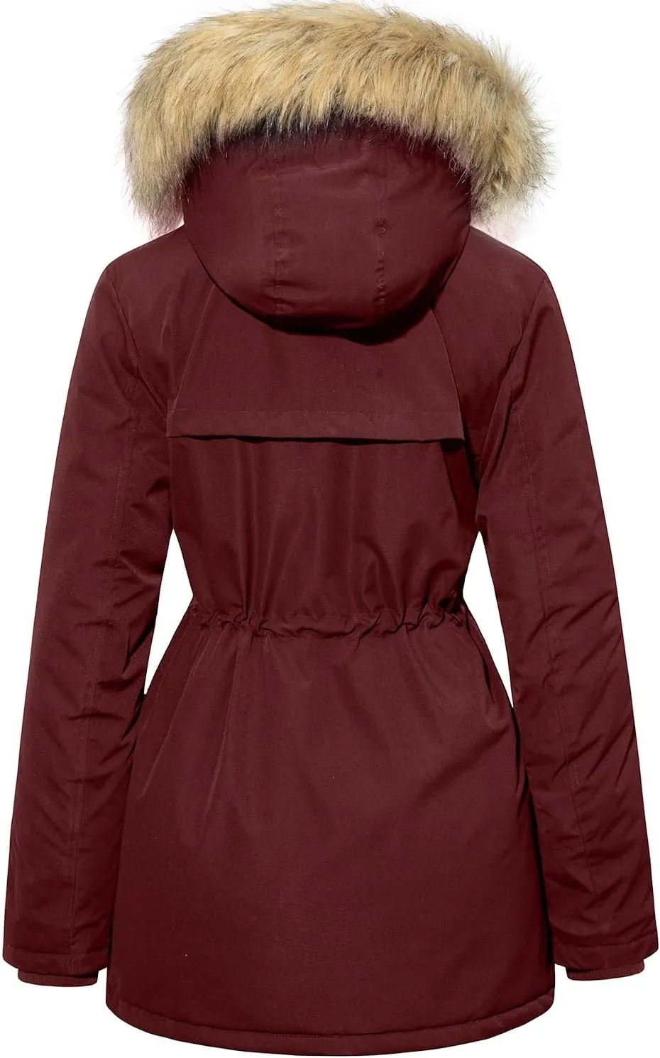 Women's Fur Hood Winter Parka Thicken Winter Jacket Coat Hooded Puffer Coat with Removable Fur Trim