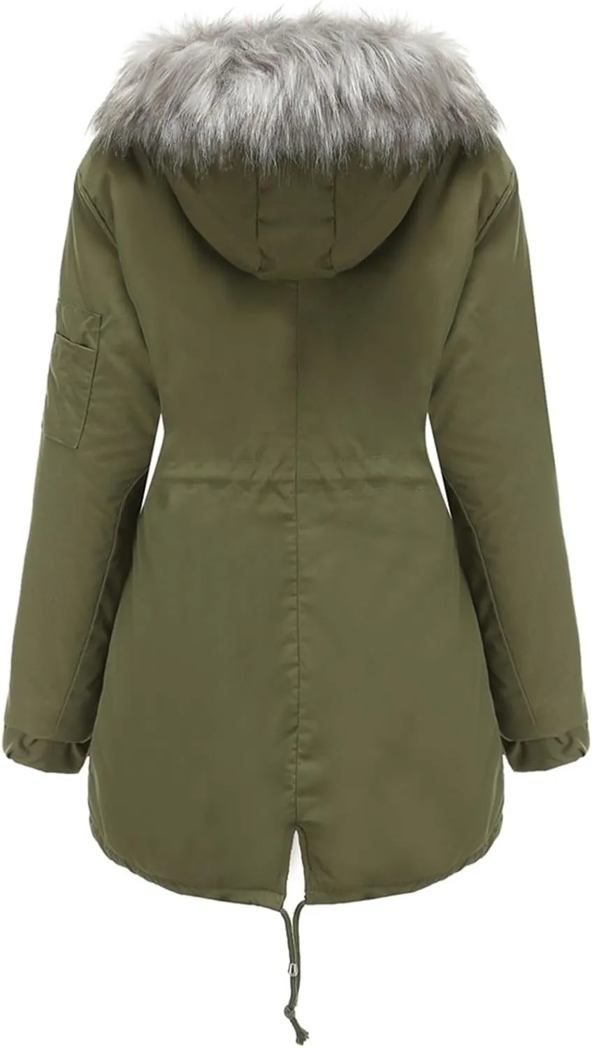 Womens Leisure Parka with Hooded,Winter Cotton Padded Jacket,Plush Warm Coat,Thickened Mid-Length Warm Parka