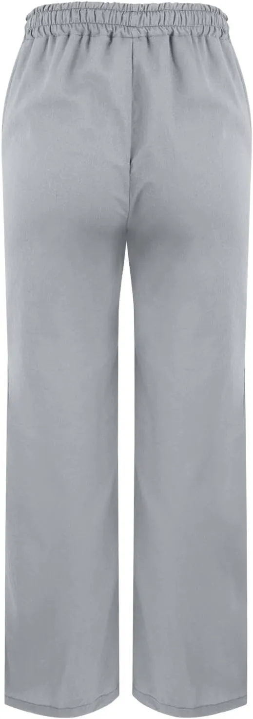 Women's Linen Capri Pants with Drawstring Petite High Waist Elastic Straight Leg Lounge Summer Beachwear Pants