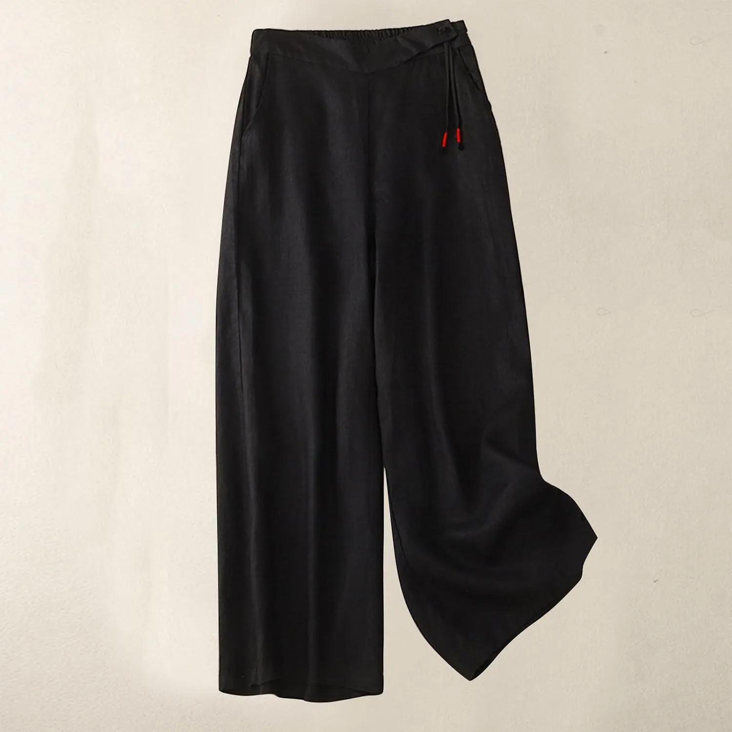 Womens Linen Cropped Pants 2025 Summer Trendy Casual Elastic Waist Jogger Pants Cotton Soft Work Trouser with Pocket