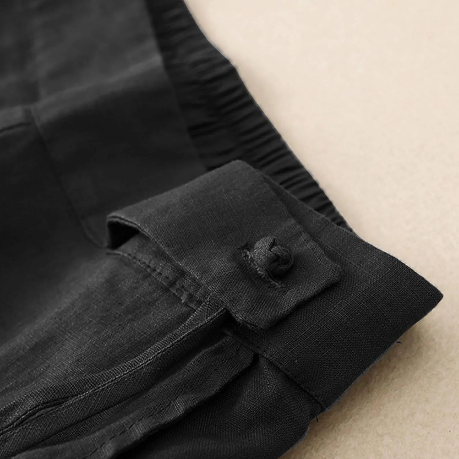Womens Linen Cropped Pants 2025 Summer Trendy Casual Elastic Waist Jogger Pants Cotton Soft Work Trouser with Pocket
