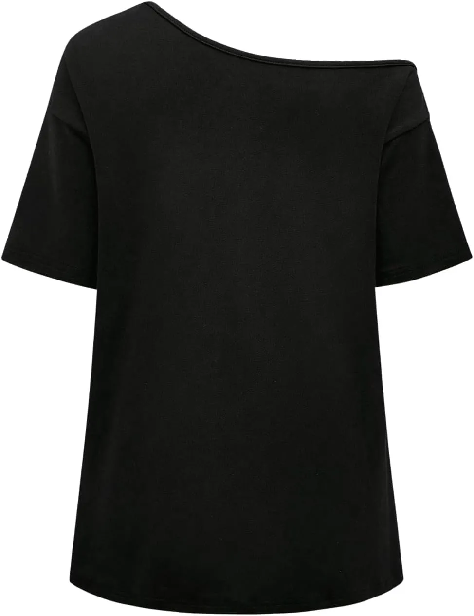 Women's Off The Shoulder Tops Graphic Goth Tee Y2k Vintage Asymmetrical Neck Oversized T Shirts