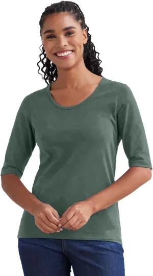 Women's Organic Pima Cotton Elbow Sleeve Scoop Neck Tee